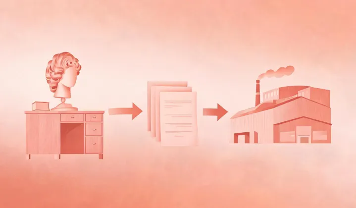 Illustration of a written closure wig sourcing route, not a street map
