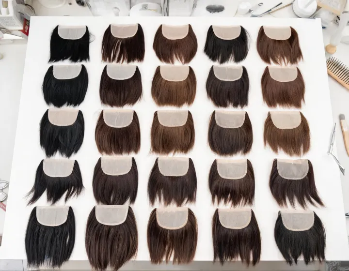 5x5 closure wig on a cosmetics bench, illustration only